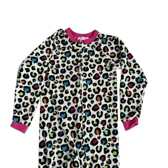 Beverly Hills Princess Neon LEOPARD Sleeper One-Piece PJ's Girls SZ 10 #2061 - Picture 2 of 10